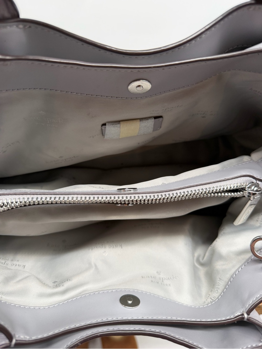 kate spade pebble leather satchel in light gray - Picture 3 of 4